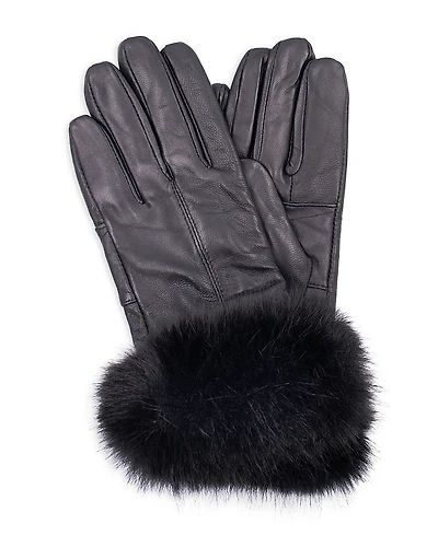 Surell Faux Fur Trim Leather Gloves