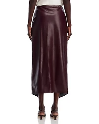 Faux Leather Front Slit Midi Skirt