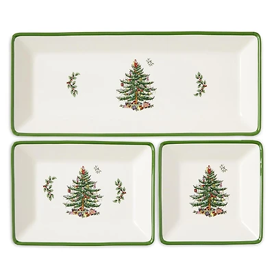 Spode Christmas Tree Traditional 3 Piece Nesting Tray Set