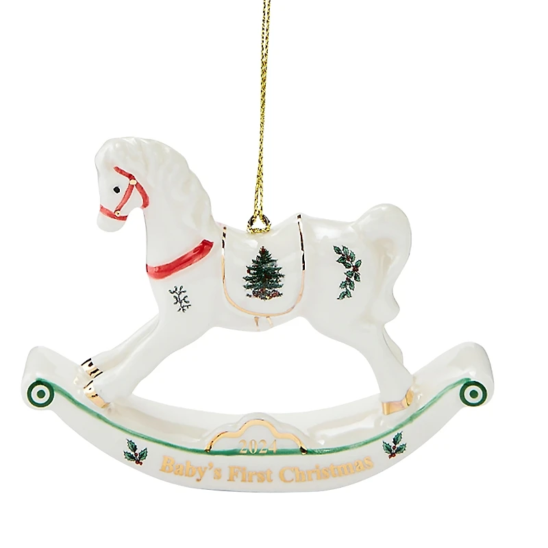 Spode Christmas Tree Baby's First Horse Ornament 2024