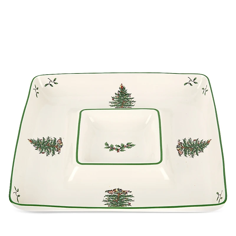Spode Christmas Tree Square Chip 'n Dip Tray