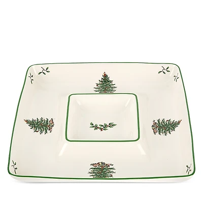 Spode Christmas Tree Square Chip 'n Dip Tray
