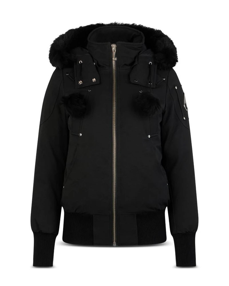 Debbie Shearling Trim Down Bomber Jacket