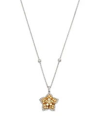 White & Yellow Diamond Star Pendant Necklace in 14K White & Yellow Gold, 1.34 tcw