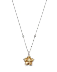 Bloomingdale's Fine Collection White & Yellow Diamond Star Pendant Necklace