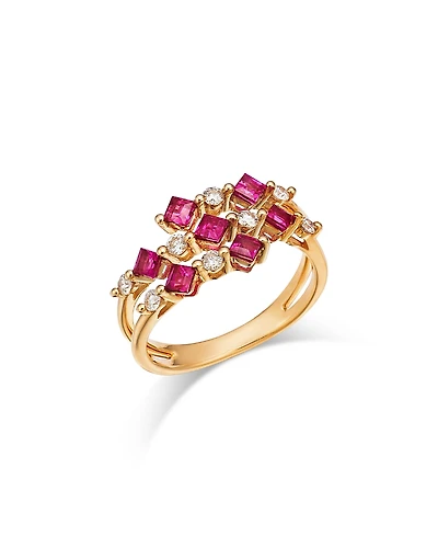 Bloomingdale's Ruby & Diamond Square & Round Openwork Ring