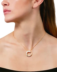 18K Yellow Gold Like Diamond Pavé Circle Pendant Necklace, 14-16" - Exclusive