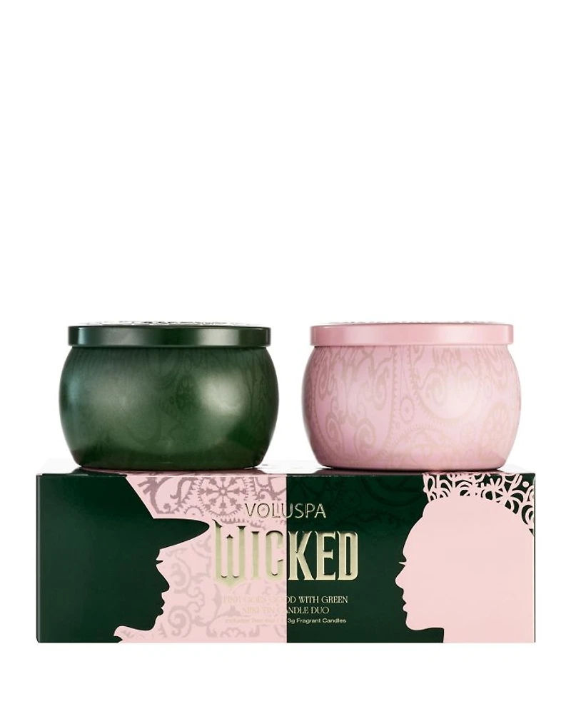Limited Edition Wicked Pink Goes Good with Green Mini Tin Candle Duo Gift Set