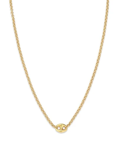 14K Yellow Gold Heavy Metal Mariner Link Pendant Necklace, 14-16"