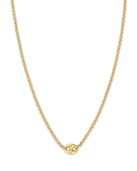 14K Yellow Gold Heavy Metal Mariner Link Pendant Necklace, 14-16"