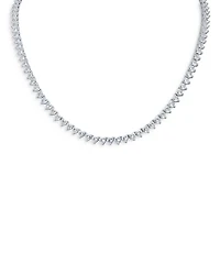 Heart Shape Cubic Zirconia Tennis Necklace in Rhodium Plated, 16"