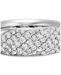 Sterling Silver Faceted Diamond Pavé Ring