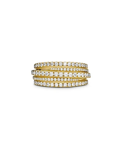 Pavé Crossover Ring 18K Yellow Gold with Diamonds, 11mm