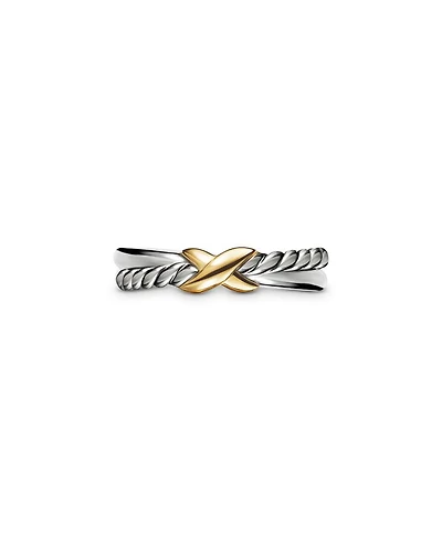 Petite X Ring Sterling Silver with 18K Yellow Gold, 4mm