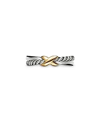 Petite X Ring Sterling Silver with 18K Yellow Gold, 4mm
