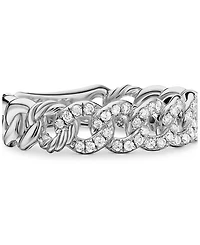 Belmont Curb Link Narrow Ring with Pavé Diamonds
