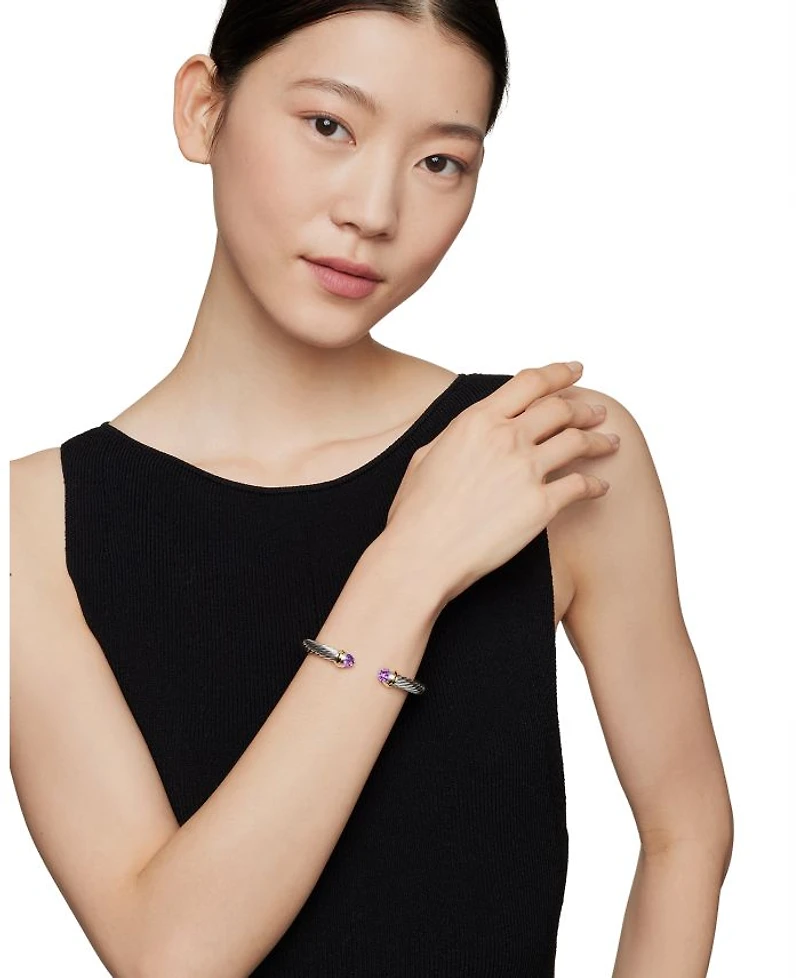 Cable Classics Bracelet with Gemstones, 14K Yellow Gold & Sterling Silver, 7mm