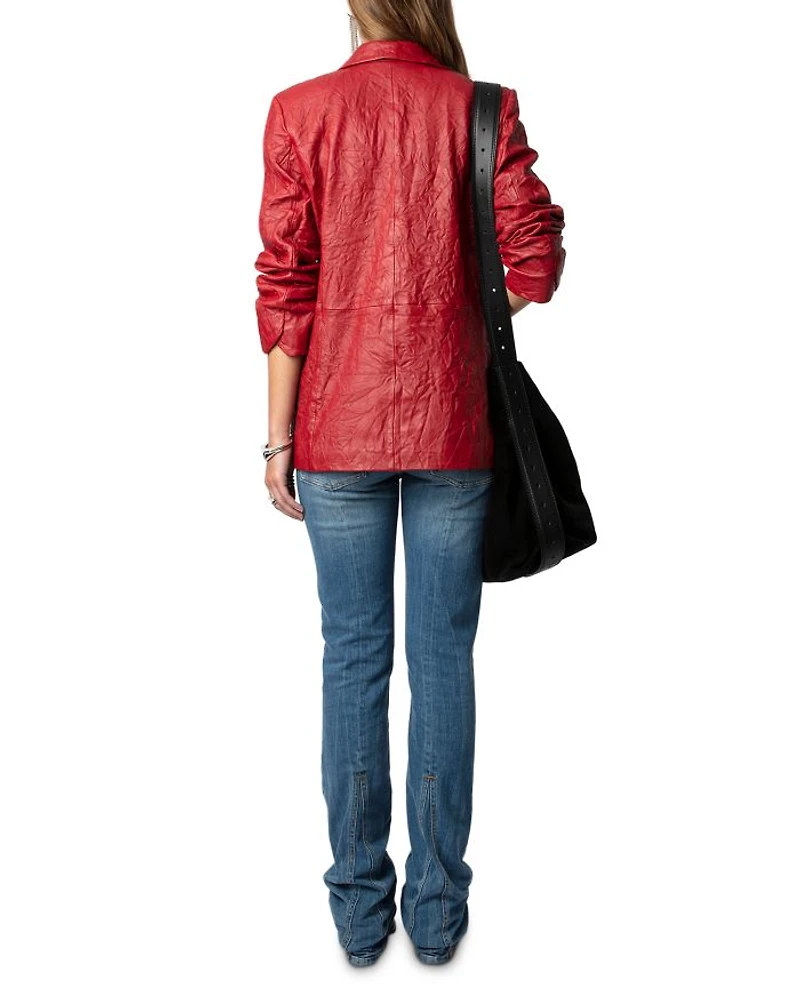 Visko Cuir Froisse Leather Blazer