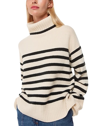 Whistles Stripe Wool Roll Neck Sweater