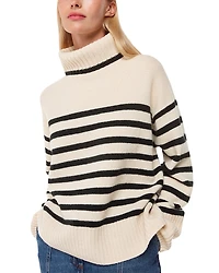 Whistles Stripe Wool Roll Neck Sweater