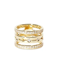 Dinh Van 18K Yellow Gold Pulse Diamond Three Row Stack Look Ring