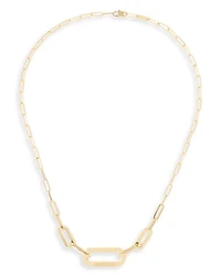 18K Yellow Gold Maillon Polished Logo Link Statement Necklace, 17.72"