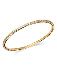 14K Yellow Gold Lab Grown Diamond Flexible Bangle Bracelet