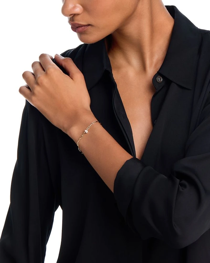 14K Yellow Gold Pear Lab Grown Diamond Paperclip Bracelet