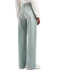 High Rise Straight Leg Jeans Light Green