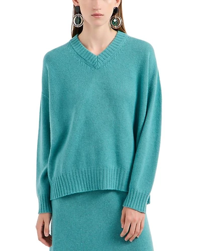 Seamless Plain Knit V Neck Sweater