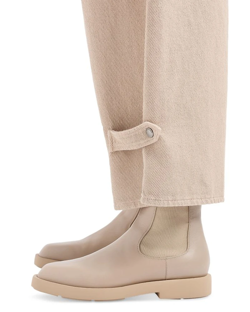 High Rise Wide Leg Jeans Sand