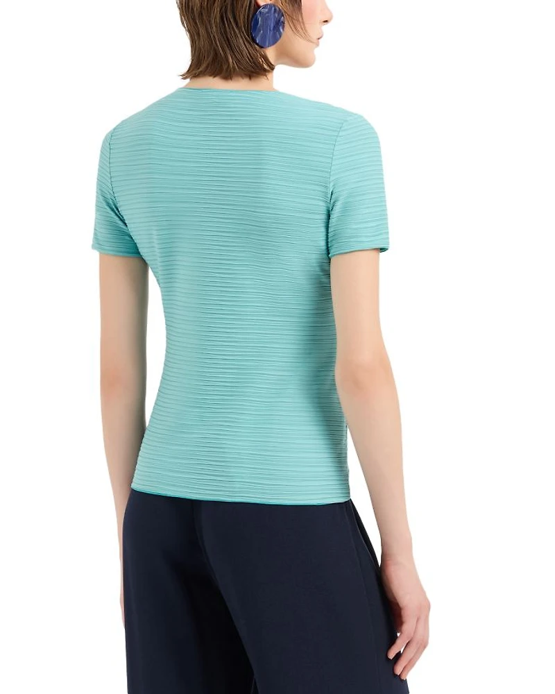 Stretch Jacquard Jersey Short Sleeve Top