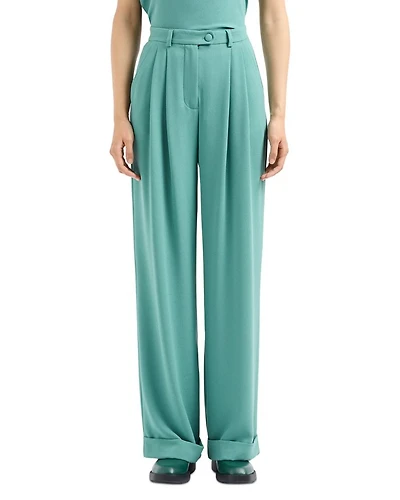 Stretch Polyester Trousers with Rolled Cuffs