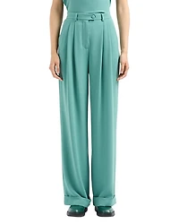 Stretch Polyester Trousers with Rolled Cuffs