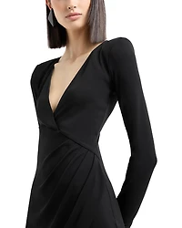 Opaque Crepe Wrap Effect Dress