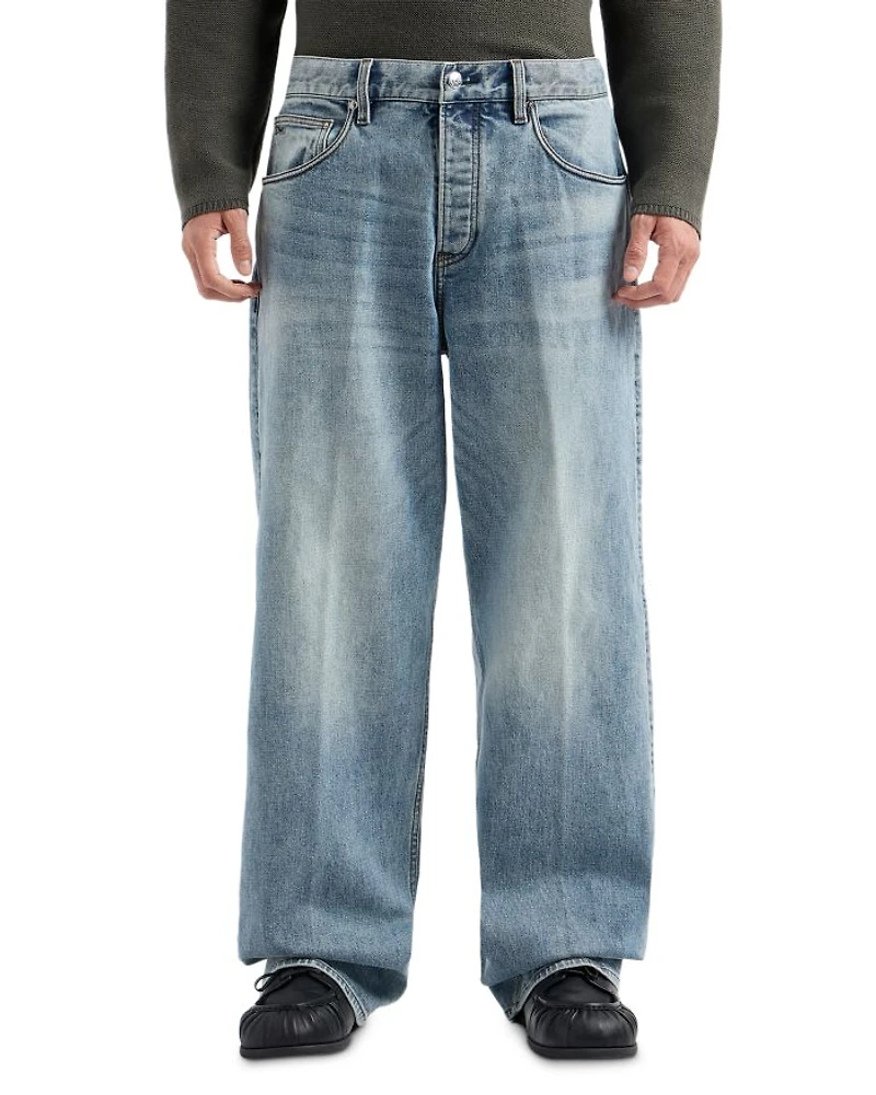 Relaxed Fit Stonewashed Jeans Blue