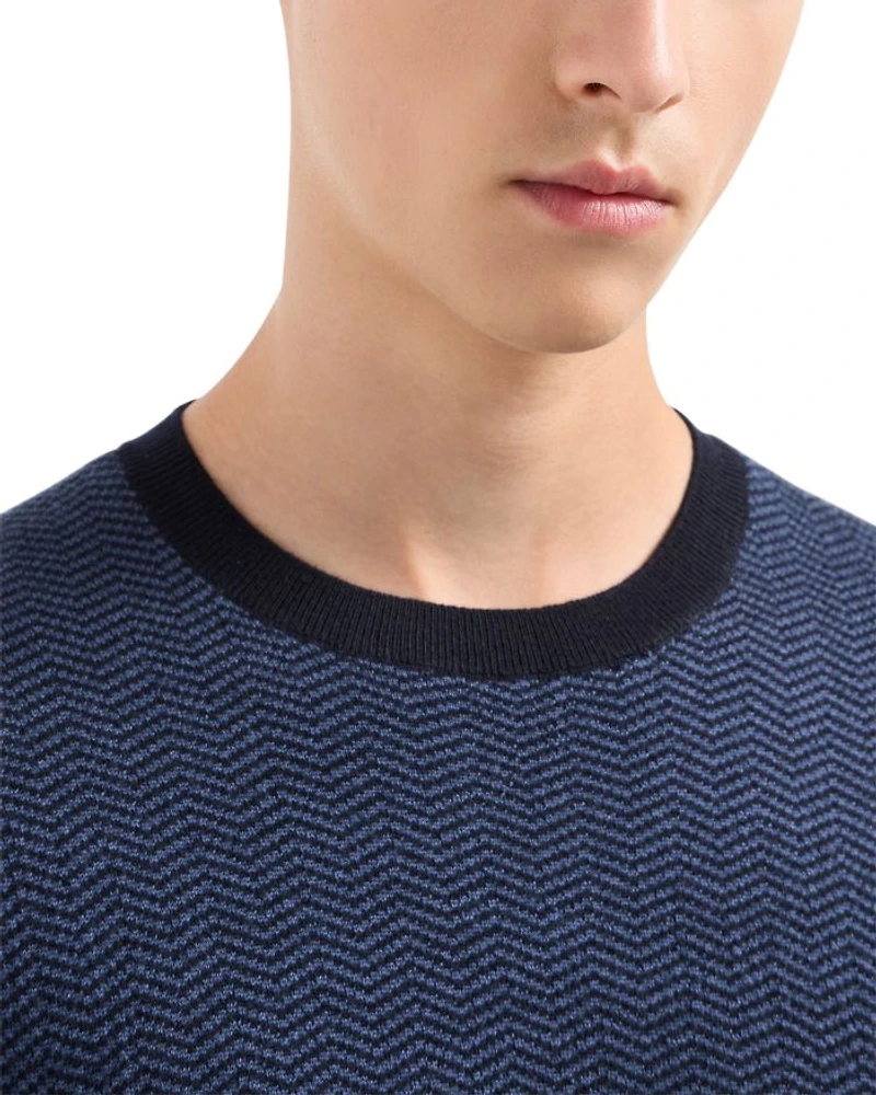 Wool Chevron Jacquard Regular Fit Sweater
