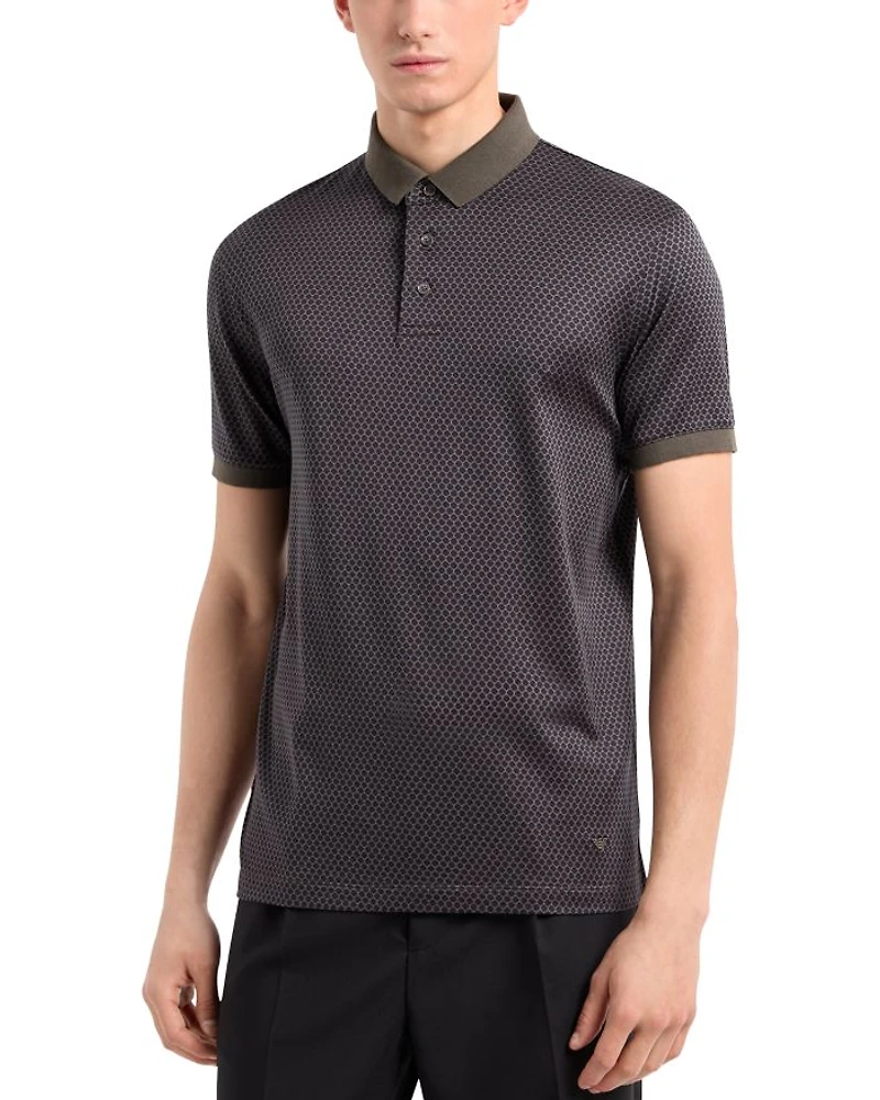 Cotton Jersey Hexagon Jacquard Regular Fit Polo Shirt