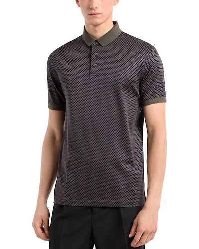 Cotton Jersey Hexagon Jacquard Regular Fit Polo Shirt