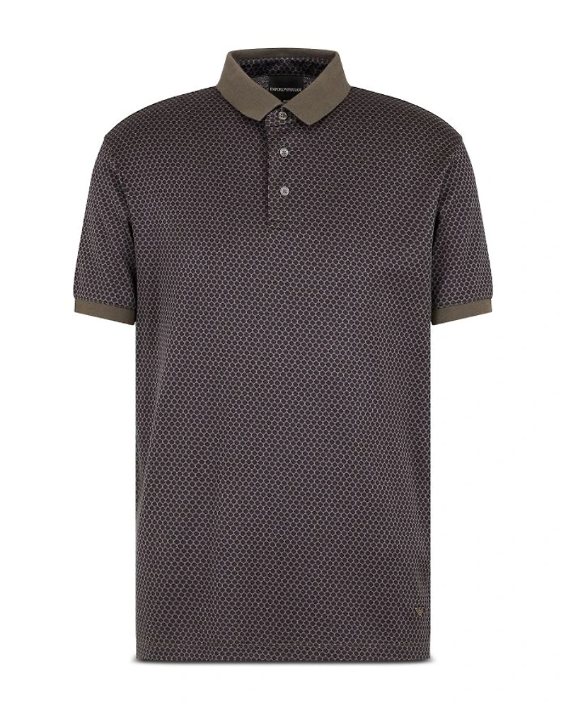 Cotton Jersey Hexagon Jacquard Regular Fit Polo Shirt