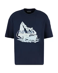 Lightweight Jersey Short Sleeved Sweatshirt with Iceberg and Logo Print