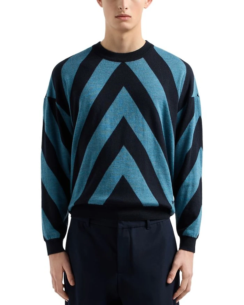 Diagonal Pattern Crewneck Sweater