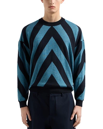 Diagonal Pattern Crewneck Sweater