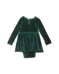Girls' Holiday Bubble Romper Emerald Stretch Velvet - Baby