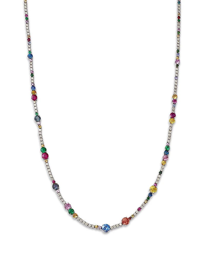 Bloomingdale's Fine Collection Multi Gemstone & Diamond Collar Necklace
