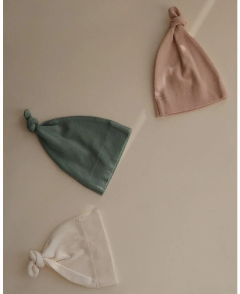 Ribbed Knotted Baby Gown + Beanie