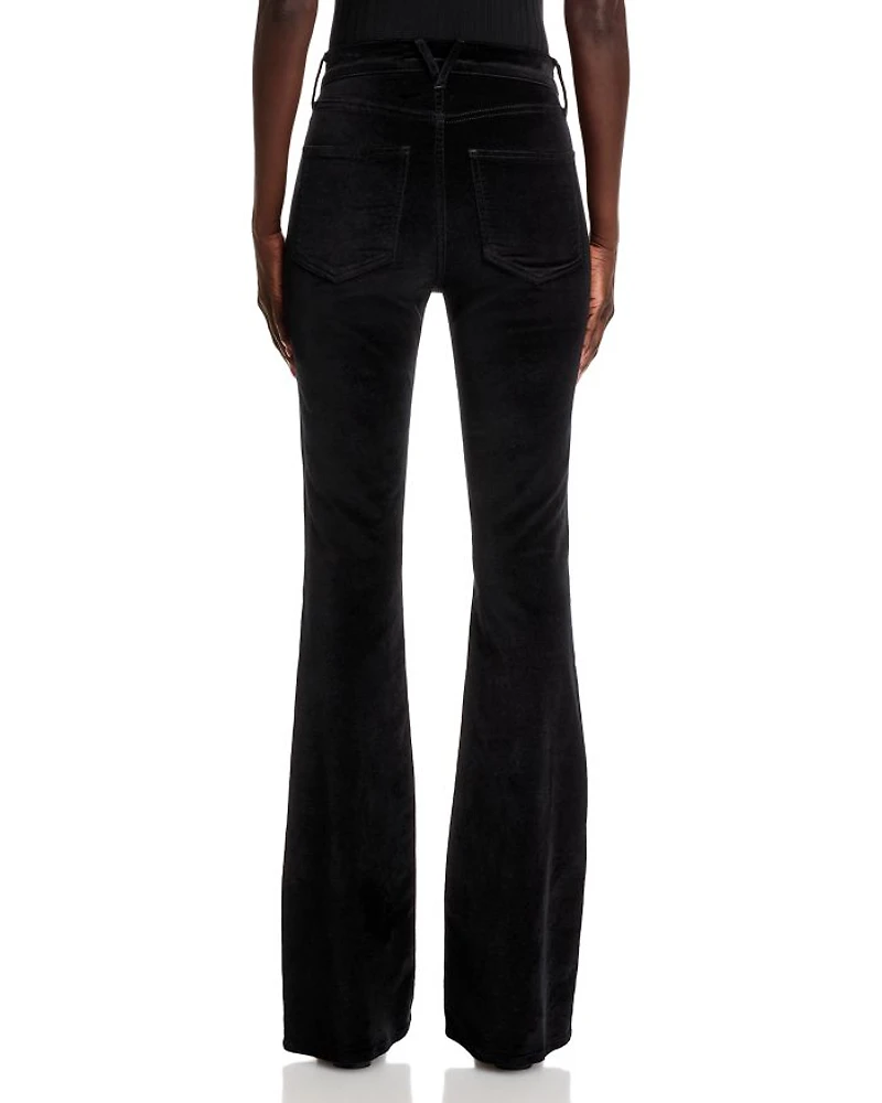 Beverly High Rise Velveteen Skinny Flare Jeans Black