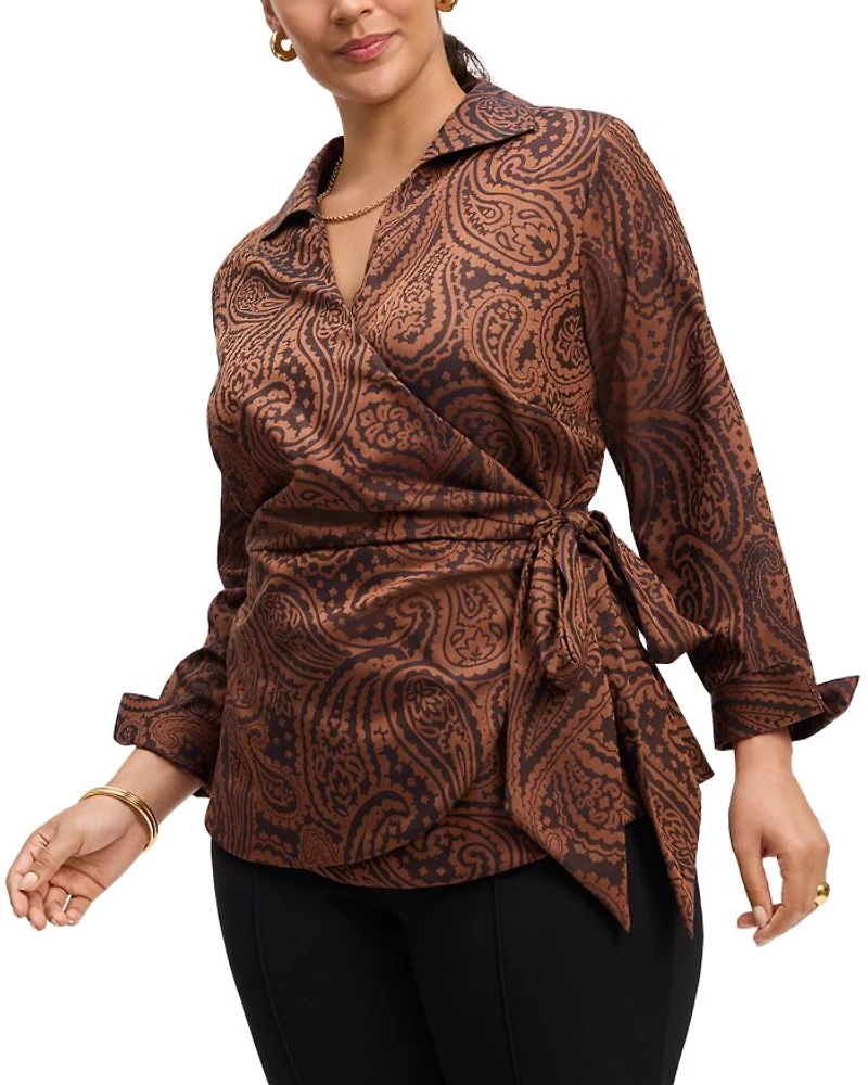 Plus Paisley Jacquard Wrap Shirt