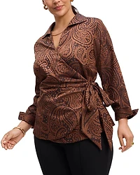 Plus Paisley Jacquard Wrap Shirt