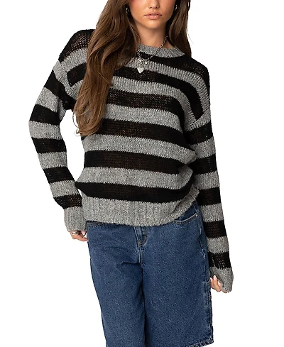 Edikted Light Knit Striped Sweater